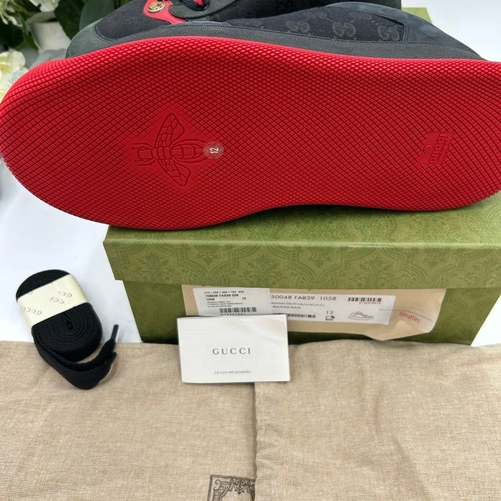 Men's Gucci SCREENER sneakers in black GG canvas, and Leather size 12